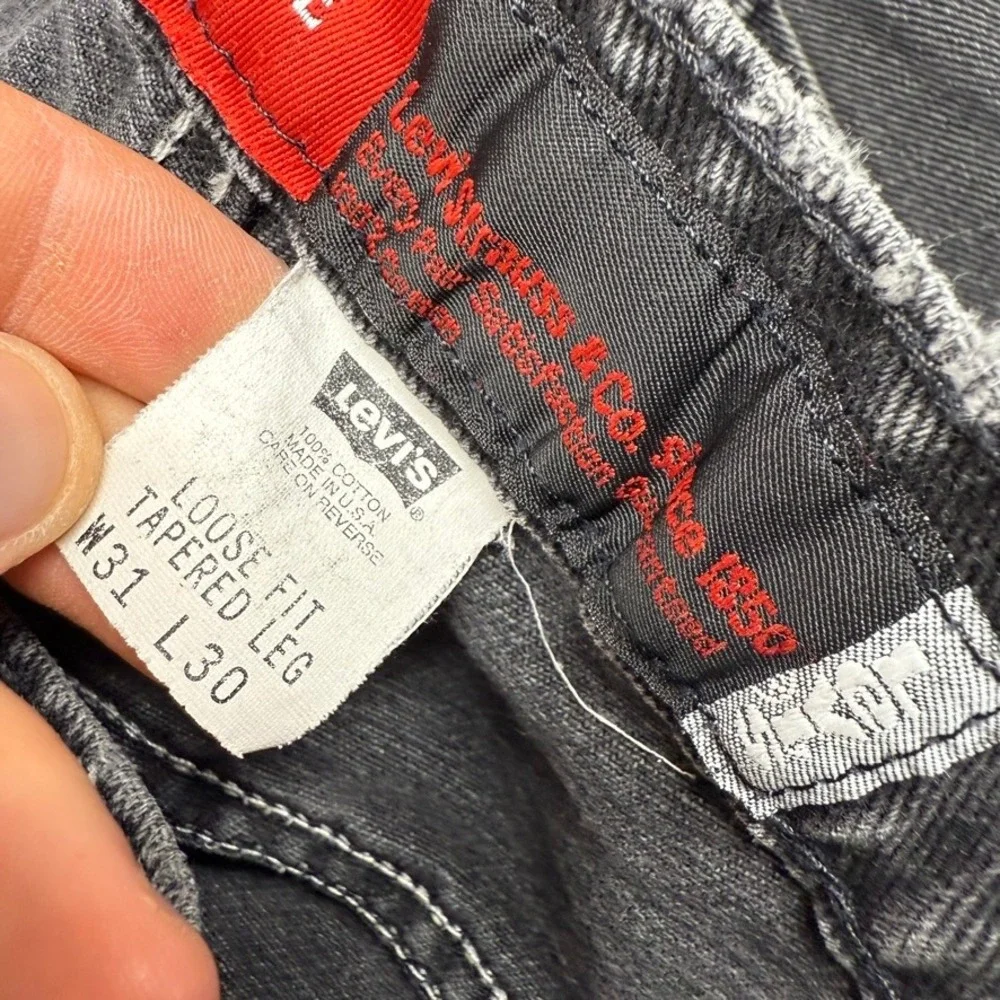 Vintage Levis Jeans Mens 31x30 Fits 28x29 Black SilverTab Loose Baggy Taper 90s